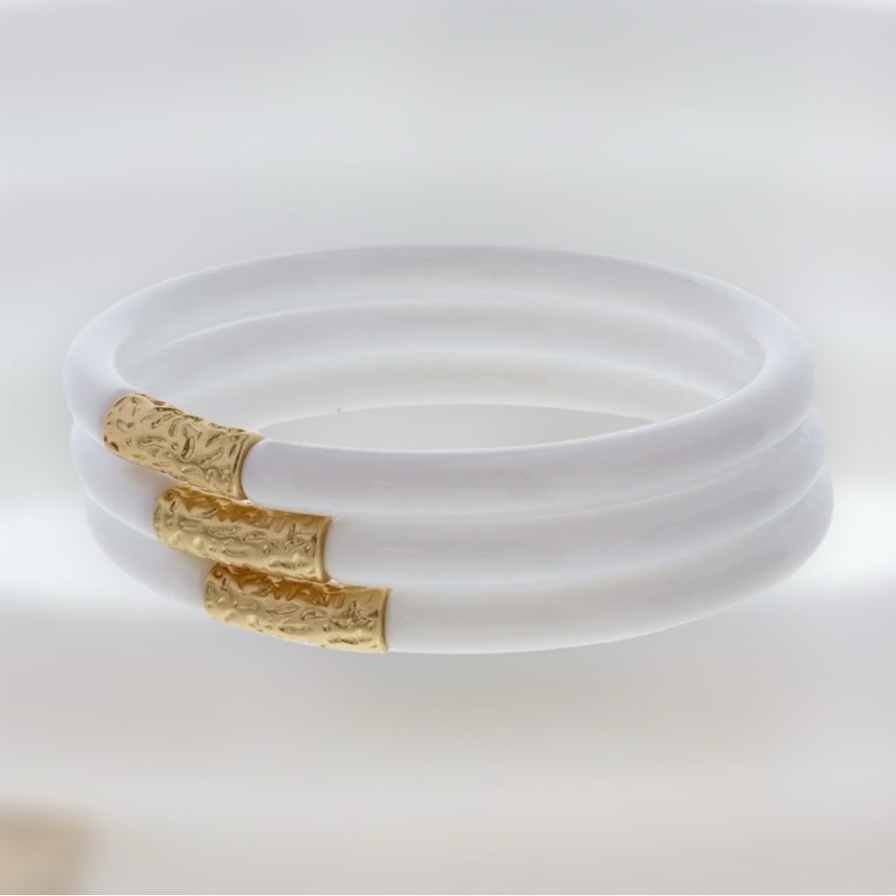 Chic White and Gold Bangles